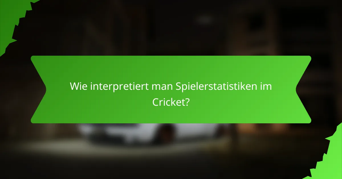 Wie interpretiert man Spielerstatistiken im Cricket?